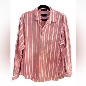 Vintage burberrys summer chambray pink striped button down shirt Xl